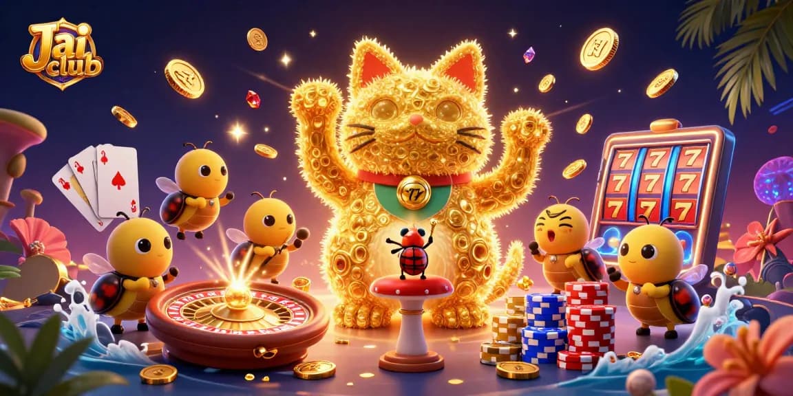 Engage with the Jai club gaming platform, enjoying exciting rewards and games in a vibrant 3D scene.