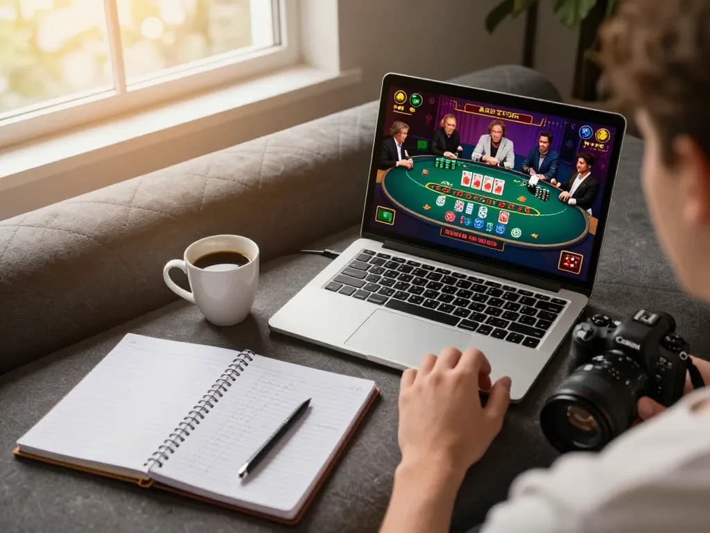 Engaging in blackjack on UGDEWA's online platform, showcasing a relaxed home gaming atmosphere.