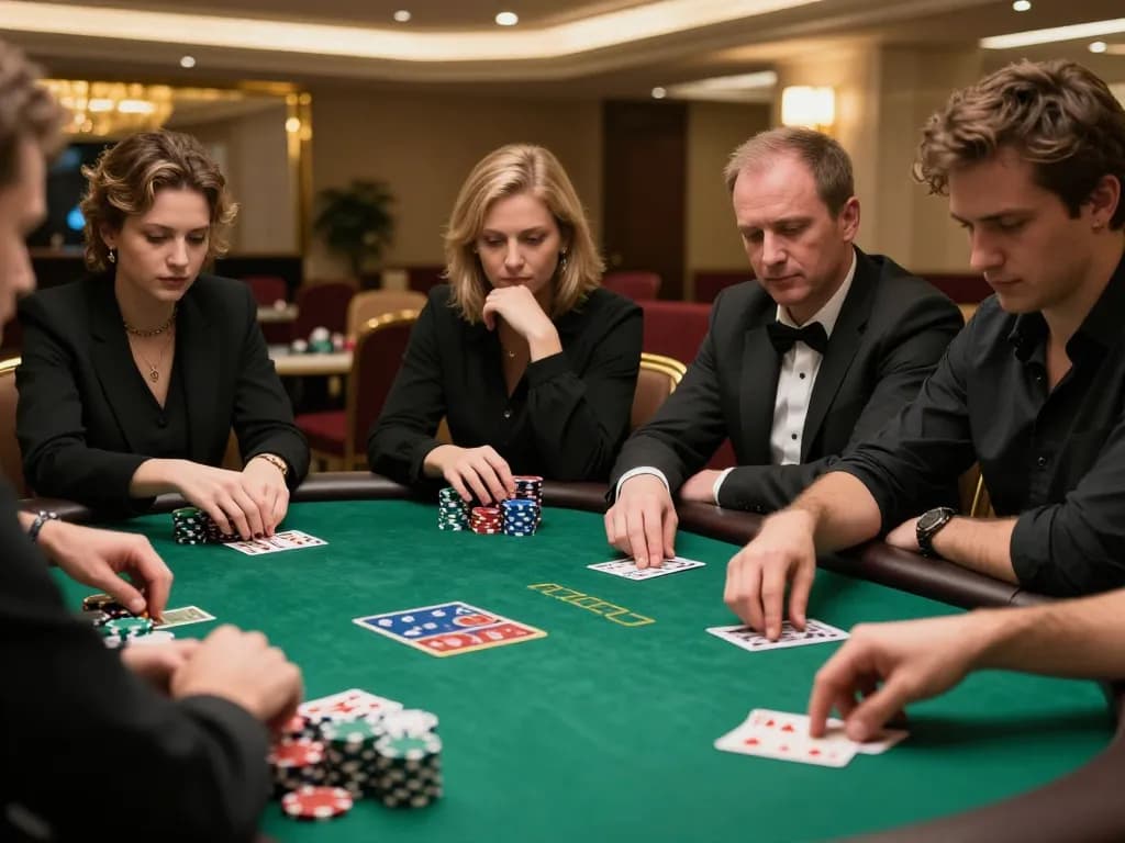 Jagoan86 players engaging in a high-stakes poker game with intense focus