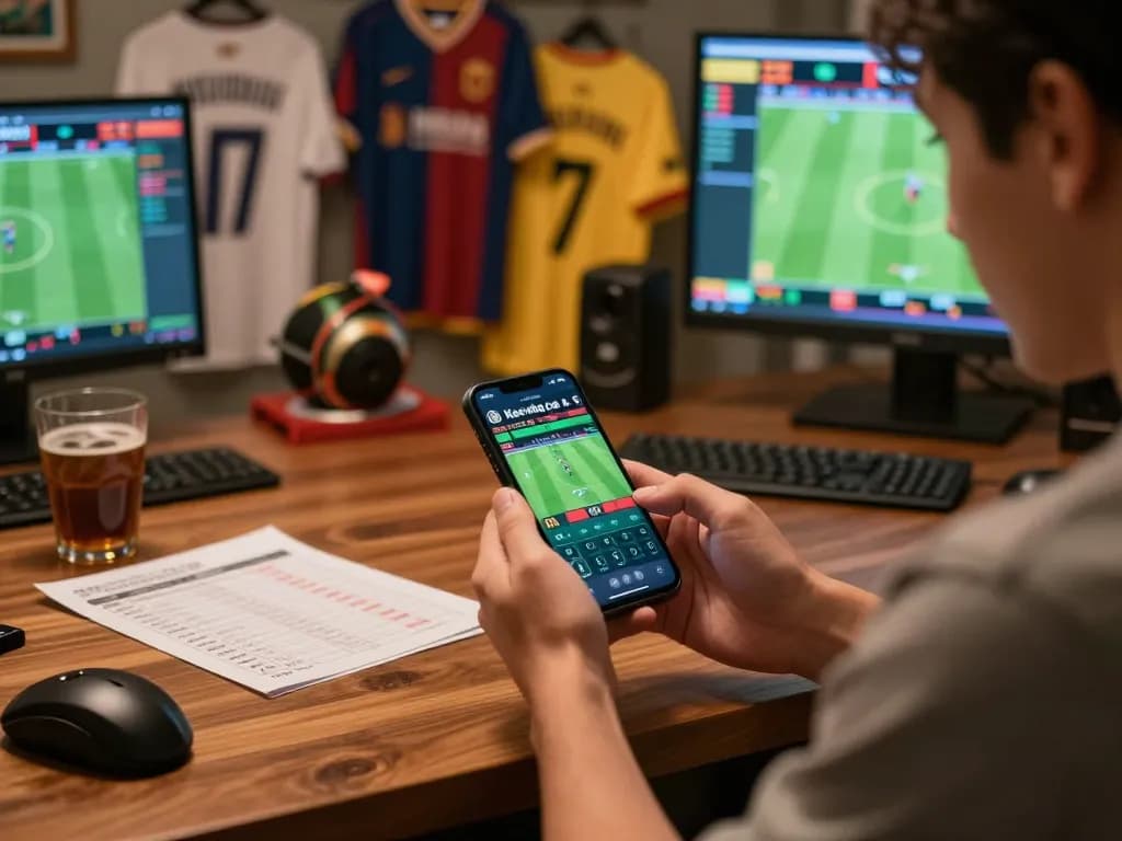 Engaging sports betting moment on Keo nha cai 5 with a smartphone for live betting.