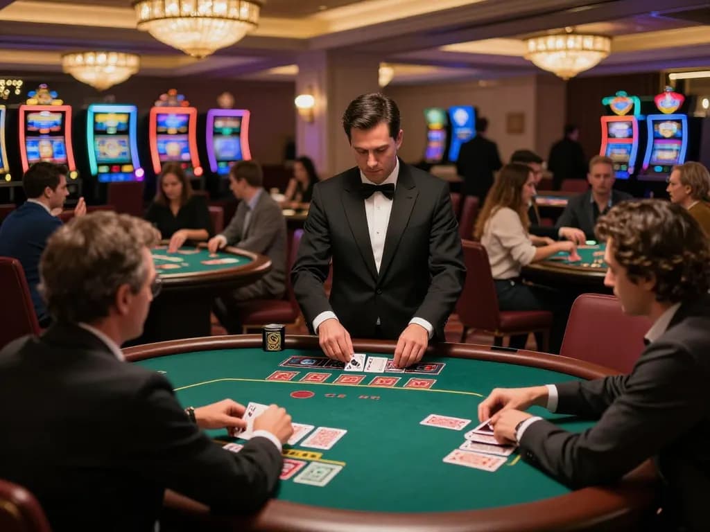 Players enjoying blackjack at open88 com, fully immersing in the vibrant casino atmosphere