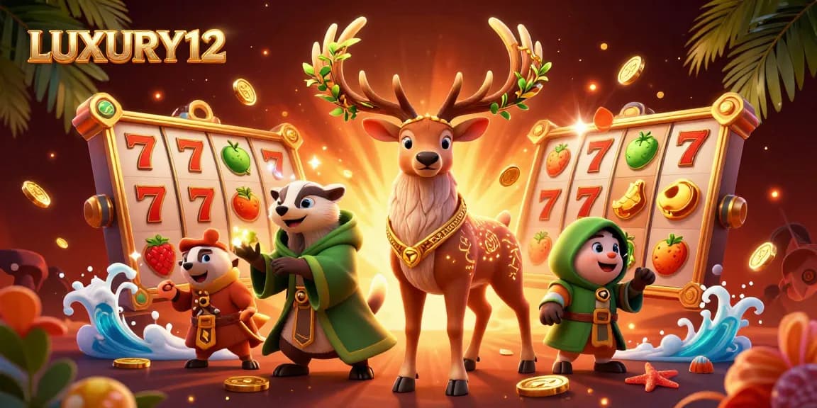 Experience thrilling slot action at LUXURY12 with vibrant gaming elements and engaging characters.