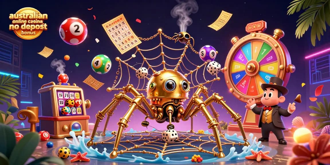Experience the excitement of the australian online casino no deposit bonus with a vibrant 3D illustration.