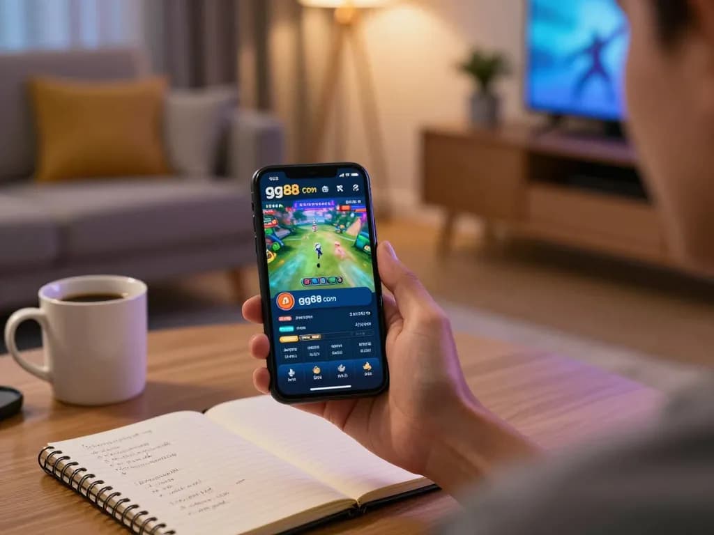 Engaging mobile gameplay experience on gg88 com casino app in a cozy living room