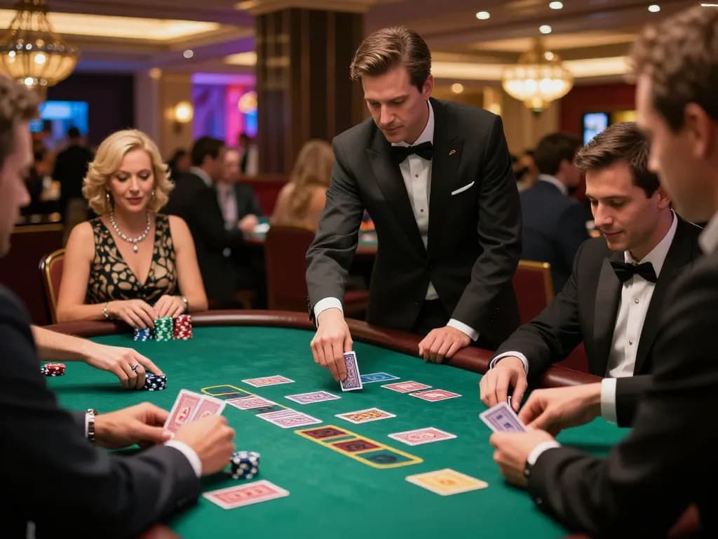 cm88 players engaging in live blackjack gameplay at a vibrant casino table, highlighting strategy and excitement.