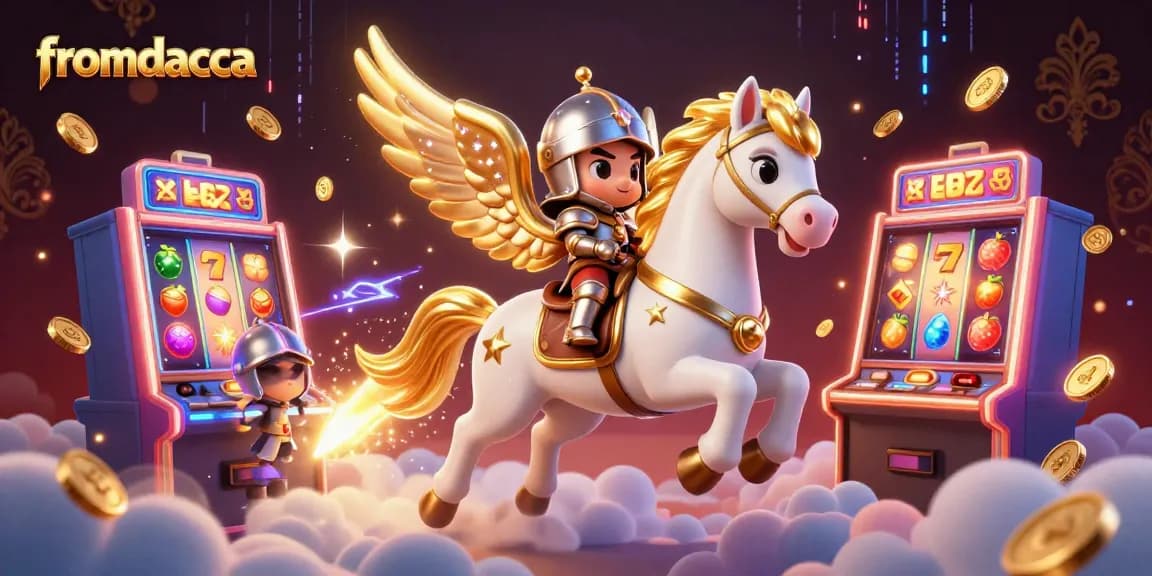 Win big with fromdacca's vibrant slot games featuring lucky characters amidst dazzling casino elements.