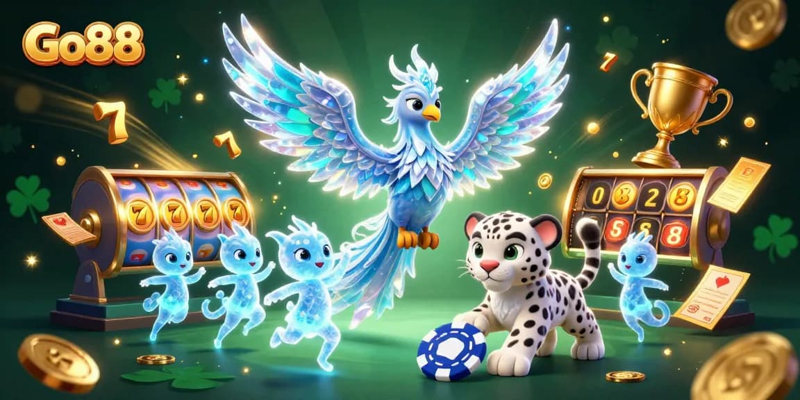 Launch your winnings at Go88 with an enchanting scene of a magical casino adventure.