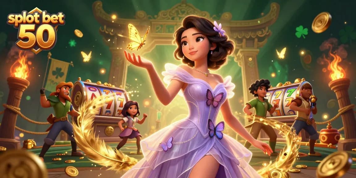 Engage in thrilling gameplay with a slot bet 50, amid vibrant casino elements and dazzling light effects.