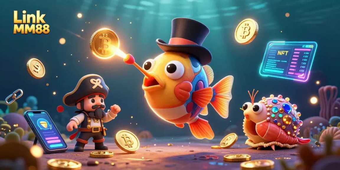 Engage with Link MM88 for exciting gaming wins featuring vibrant characters and cryptocurrency elements.