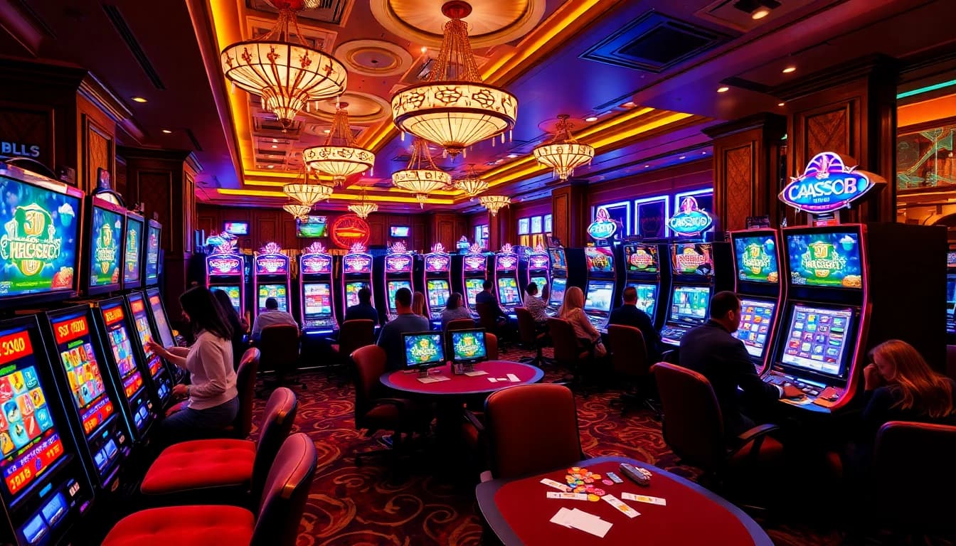Engaging with vibrant slot gacor machines in a luxurious casino setting
