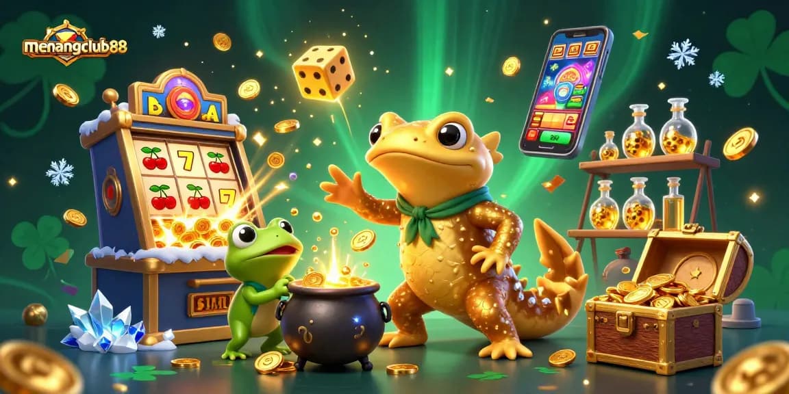 Experience the excitement of menangclub88 with a vibrant and dynamic 3D casino scene full of action and gold.