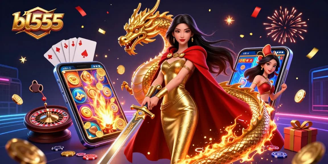 Experience thrilling gameplay at bl555 with a stunning dragon and vibrant casino elements