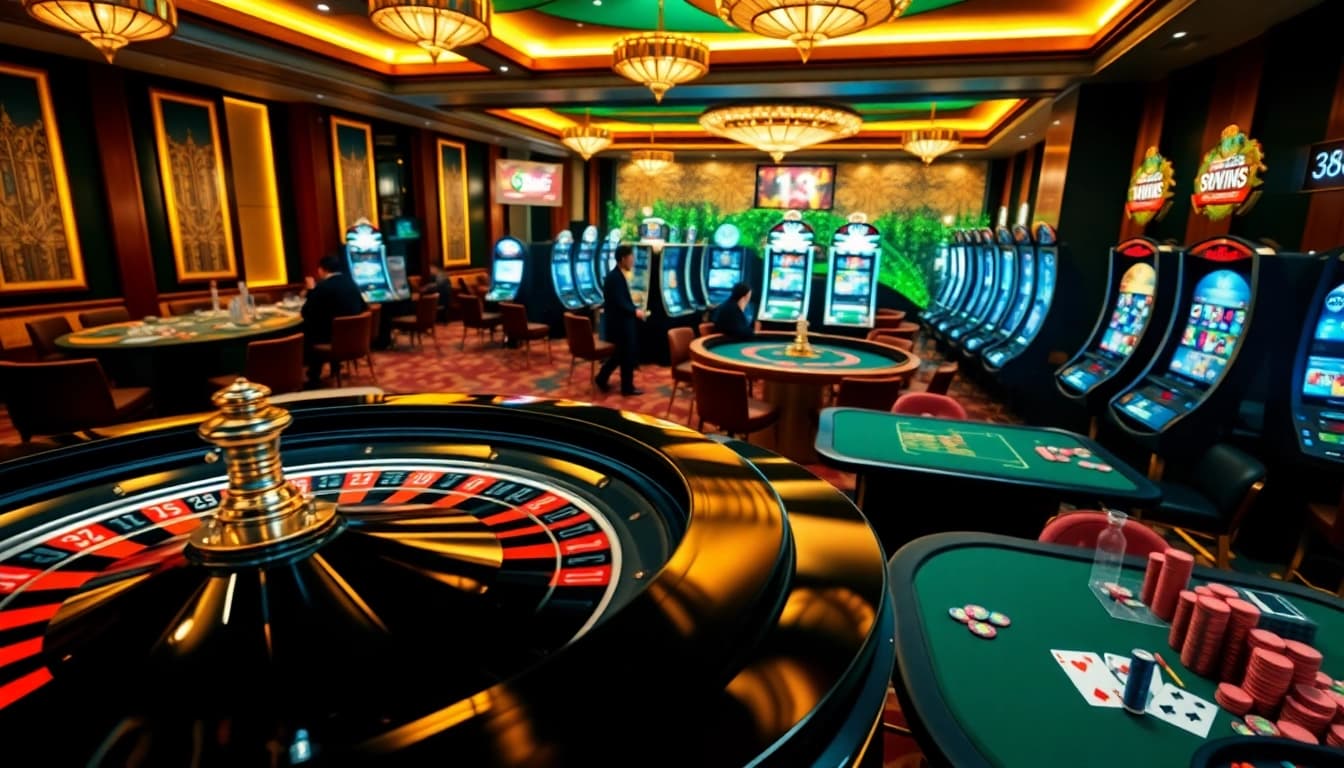 Experience the thrill of the 13win group at a luxurious casino featuring roulette and poker.