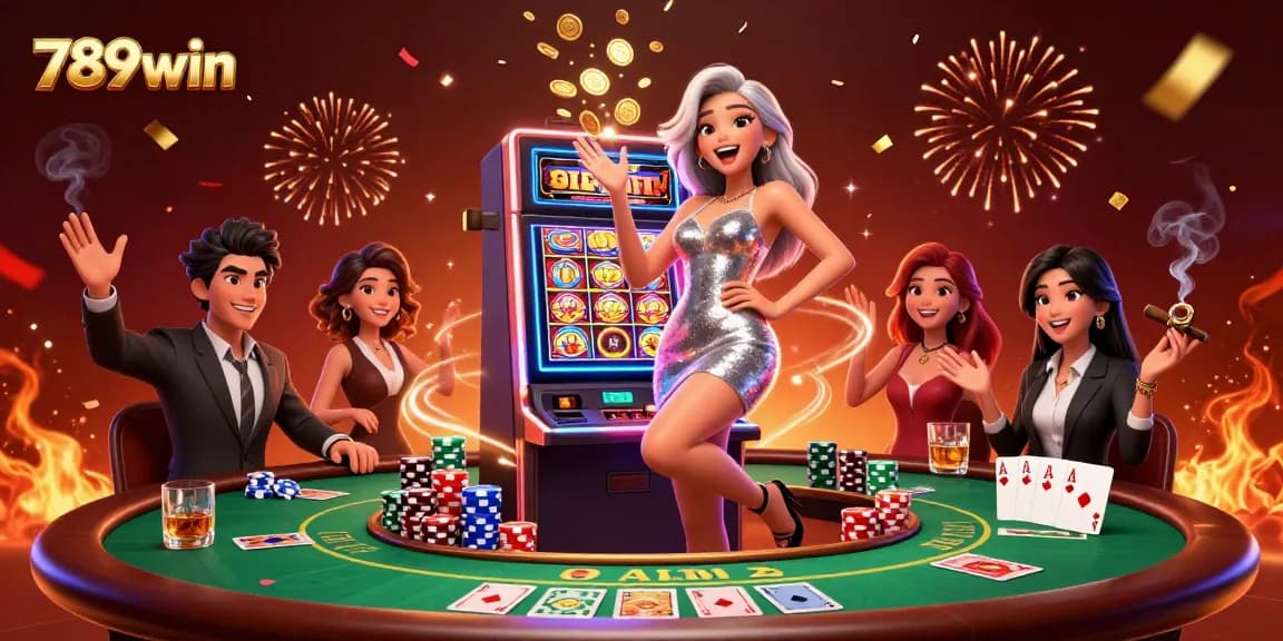 Win big at 789win with a vibrant slot jackpot celebration in an exciting casino setting.