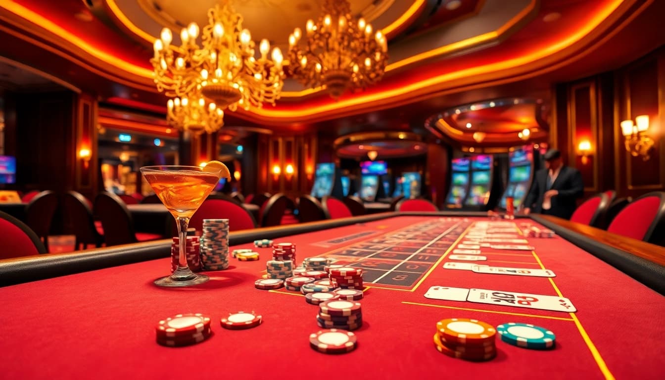 Engaging view of casino bonuses with vibrant gaming table and colorful chips.