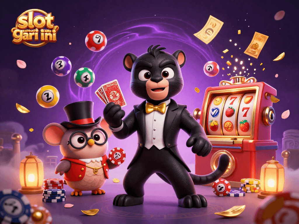 Slot gacor hari ini menampilkan panther berkelas, burung hantu, dan tikus keberuntungan di kasino yang meriah.