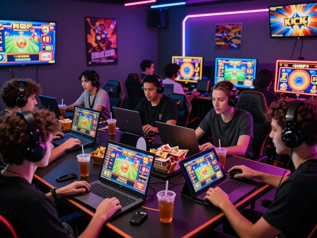 Pemain antusias yang menikmati permainan slot situs gacor di lingkungan permainan online yang vibrant.