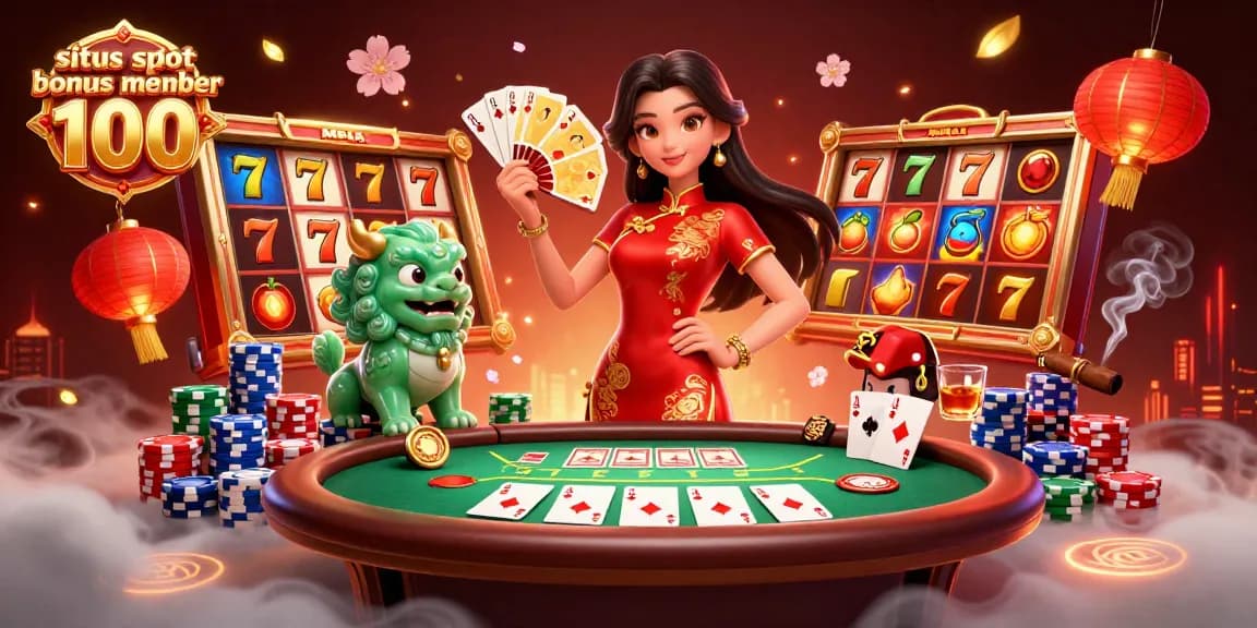 Experience the excitement at situs slot bonus new member 100 with vibrant slot reels and celebratory atmosphere.