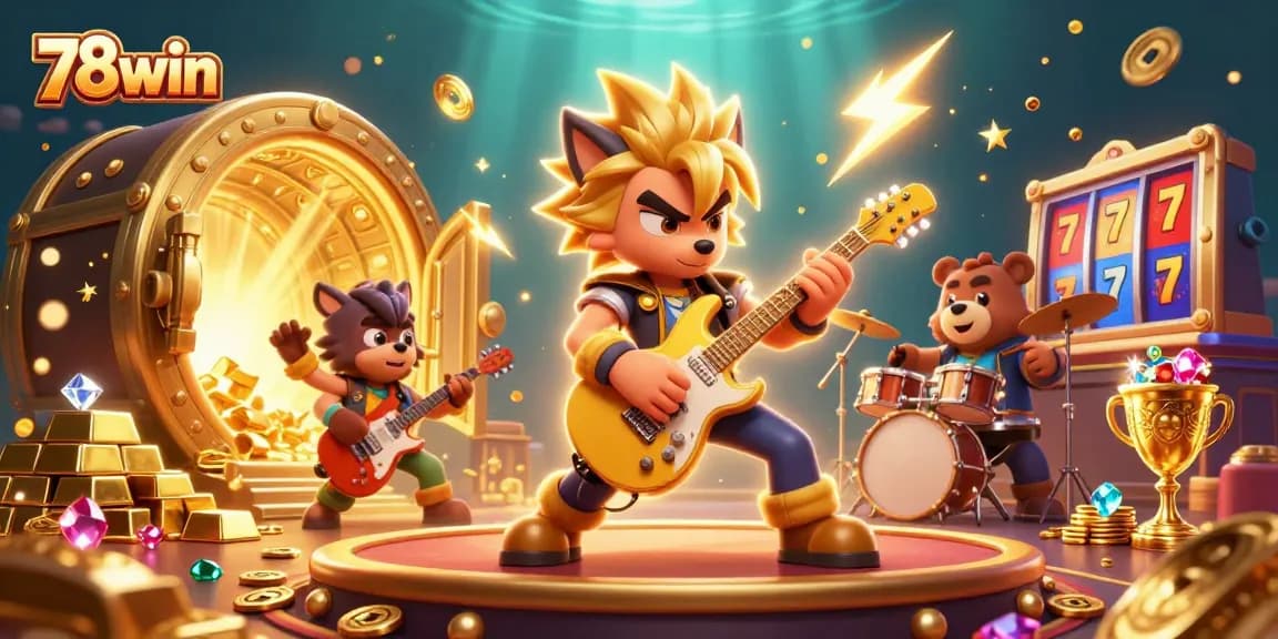 Experience the excitement of 78win with dynamic slot elements and captivating casino characters.