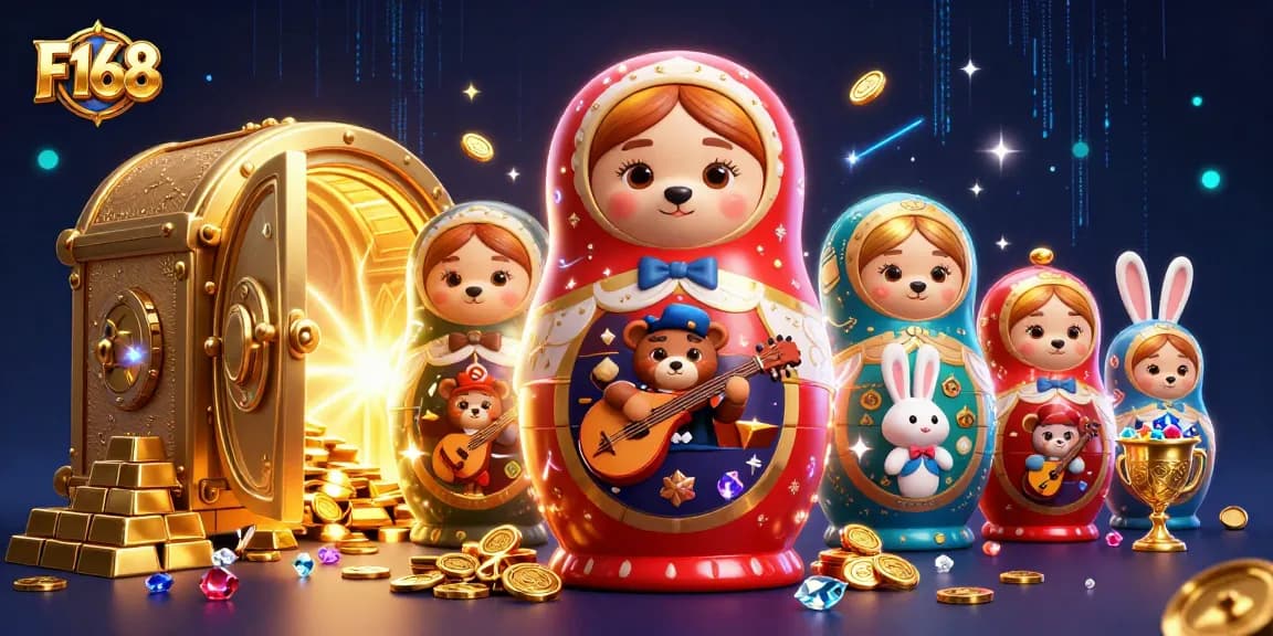 Engage in thrilling gameplay at F168, where vibrant casino characters and gleaming treasures abound.