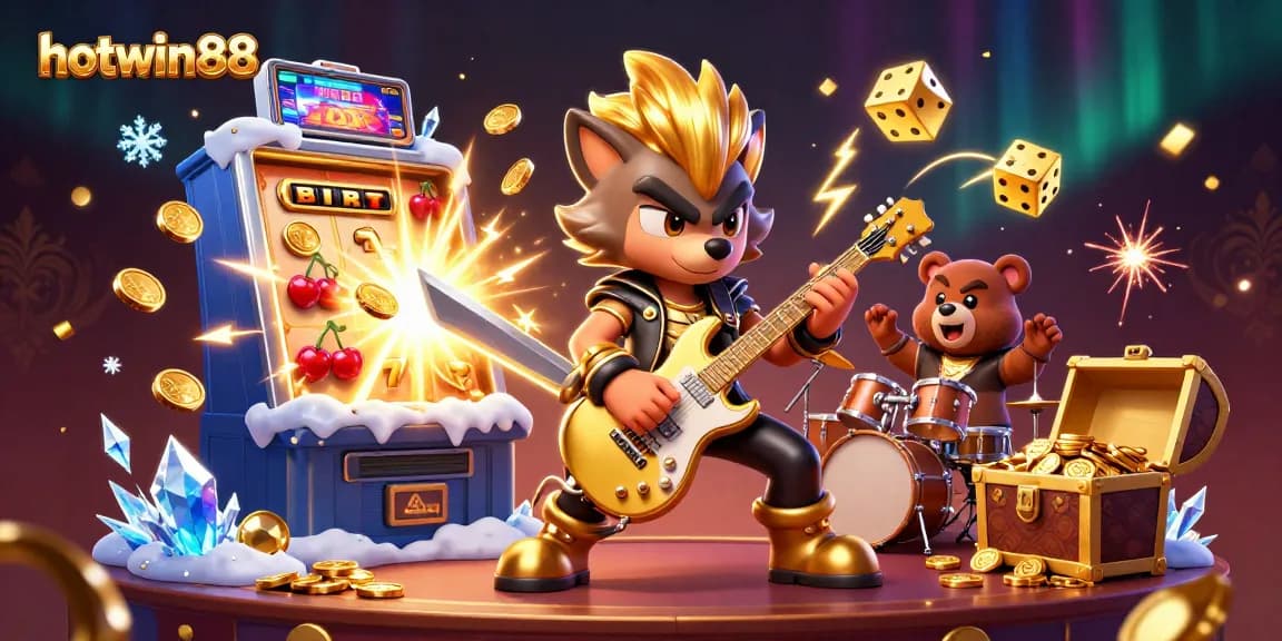 Experience thrilling gameplay with hotwin88 in this vibrant, dynamic casino illustration.