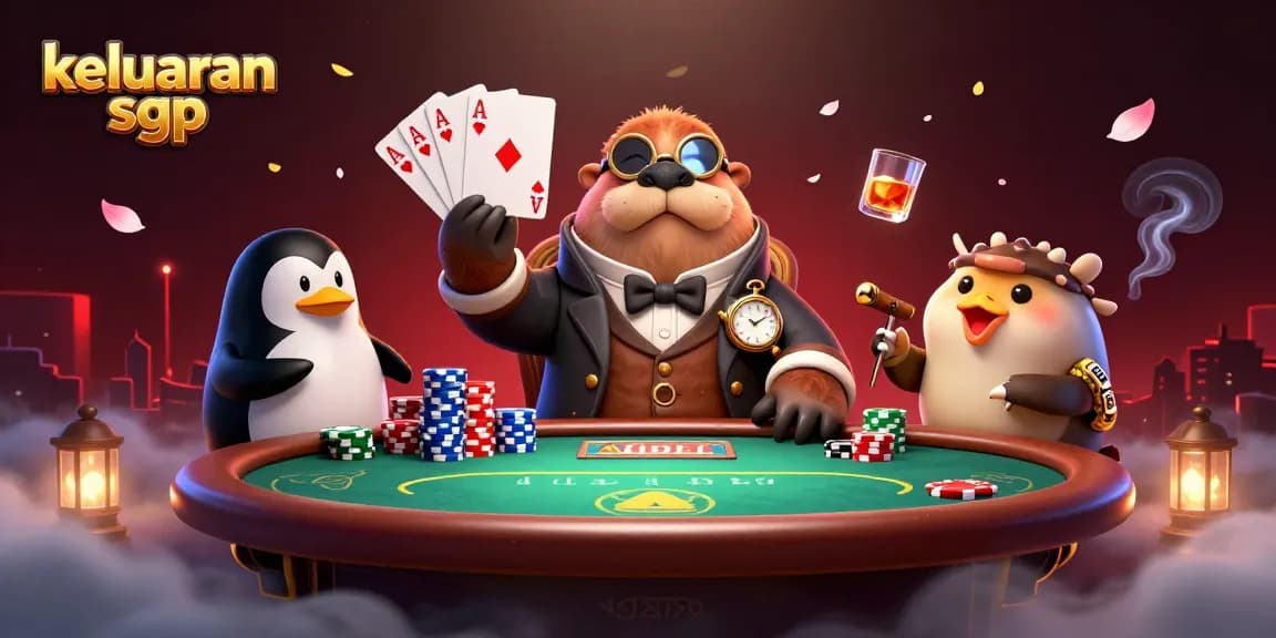 Mengamati keluaran sgp dengan walrus dan dealer penguin di meja poker bawah laut yang hidup.