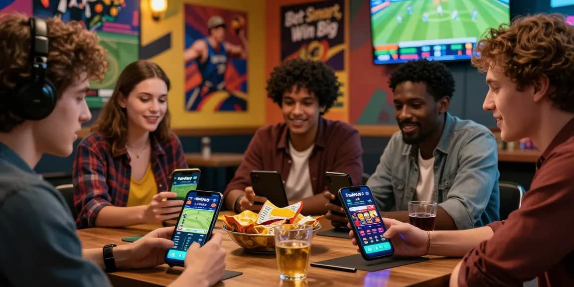 Users engaging in dynamic sports betting with Fairplay24 app, showcasing cricket and casino games in a lively atmosphere.