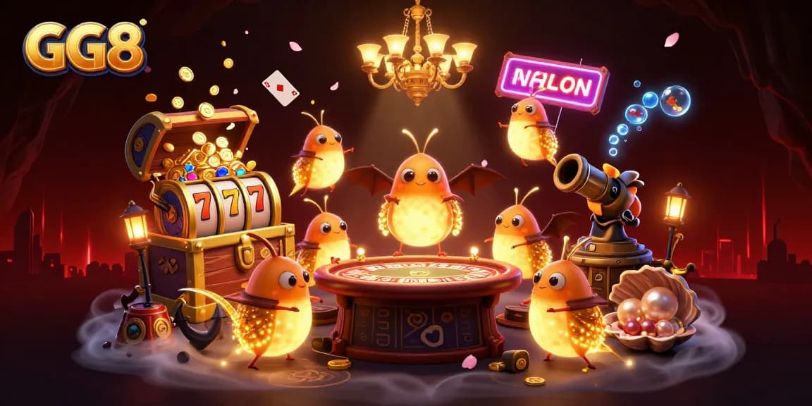 Join GG8 for an exciting casino adventure with vibrant glowworms and thrilling slots action.