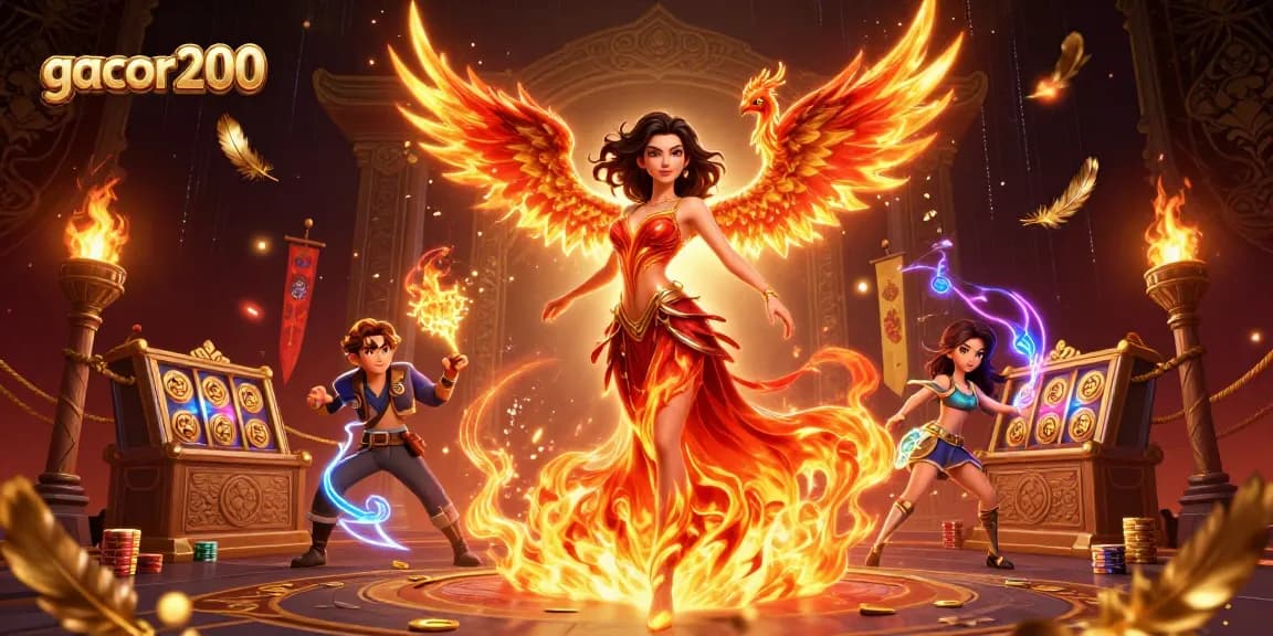 Engage with gacor200's vibrant casino experience featuring dynamic elements and a stunning character.