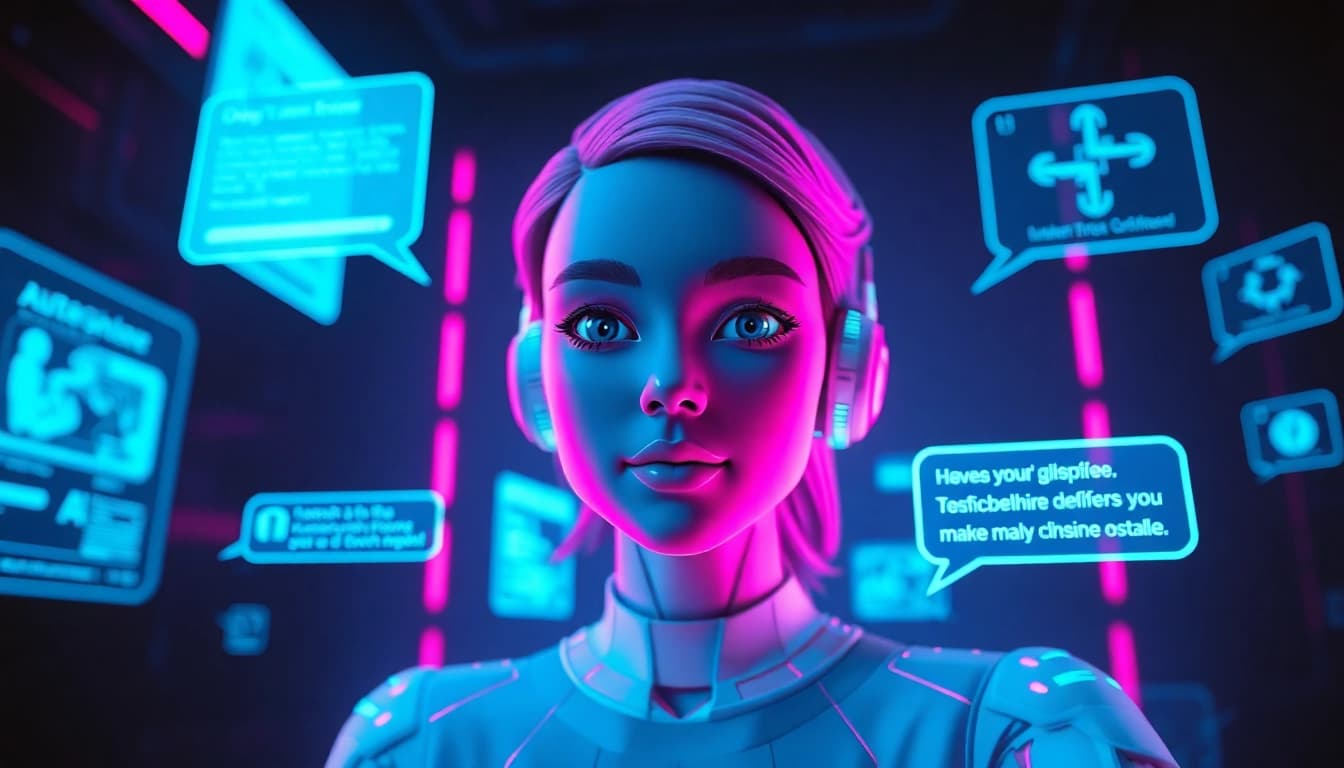 Interactive AI slut chatbot demonstrating engaging interactions in a futuristic setting.