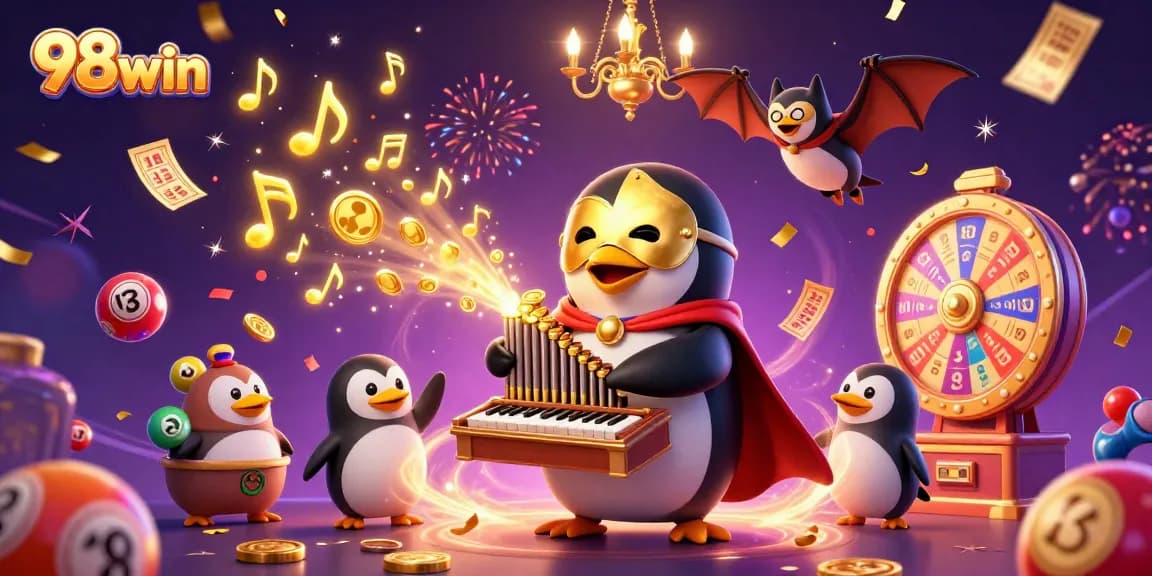 Win exciting prizes with 98win’s whimsical casino scene showcasing thrilling games and bonuses.