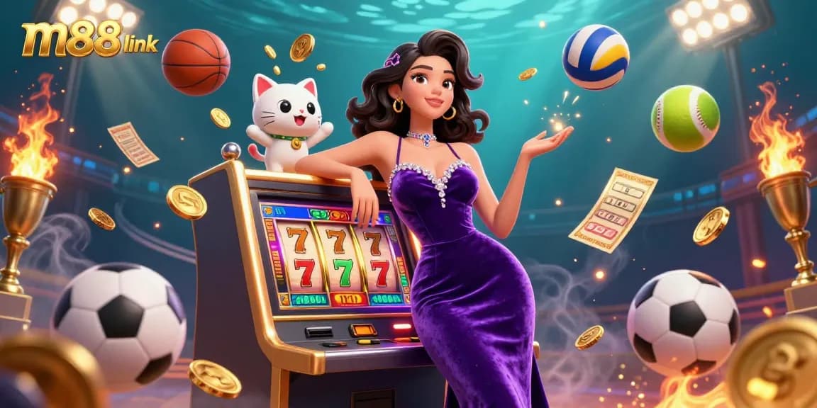 Rasakan sensasi dengan tautan m88 dalam ilustrasi kasino yang cerah ini yang menampilkan jackpot.