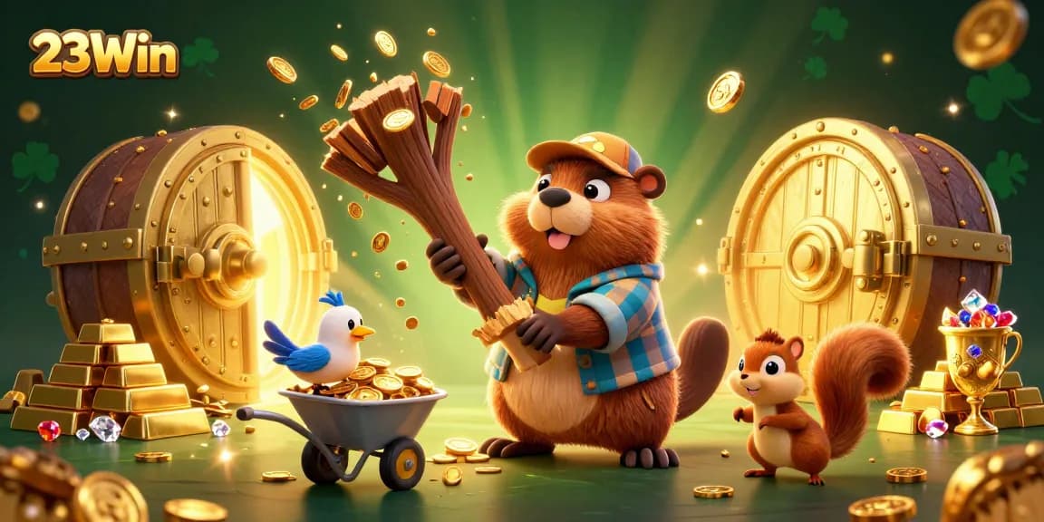 Experience thrilling gaming with 23Win, featuring gold coins and rich casino elements.