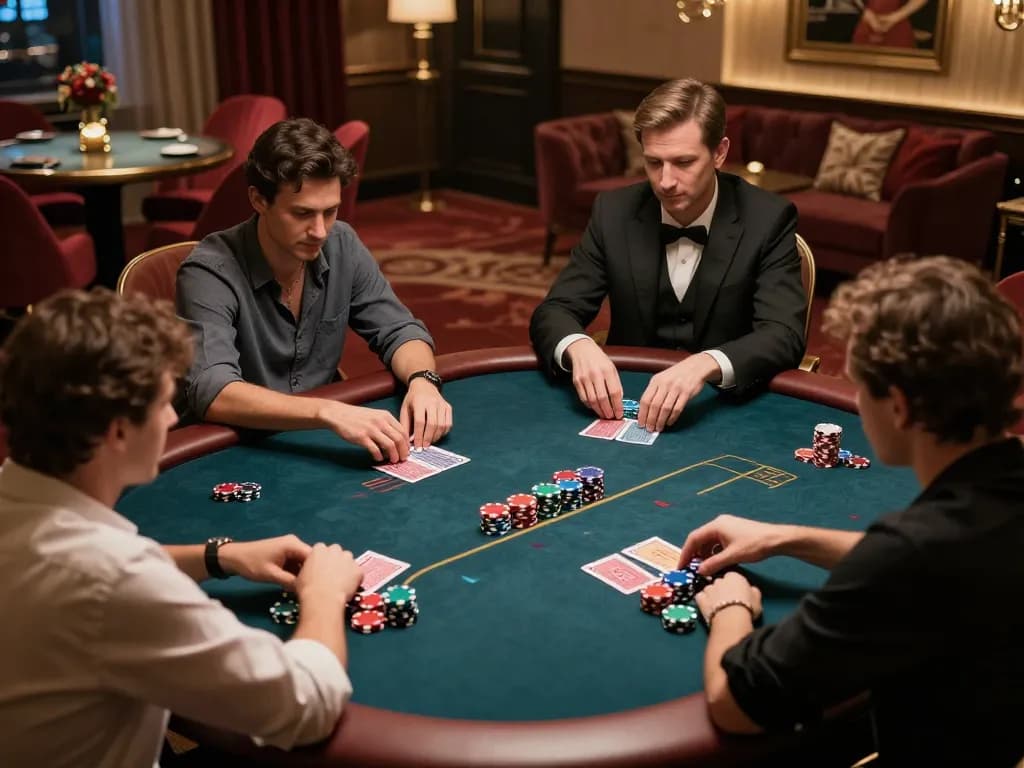 Experience thrilling poker games with nhà cái fly88 in an elegant setting, showcasing players engaged in strategy.