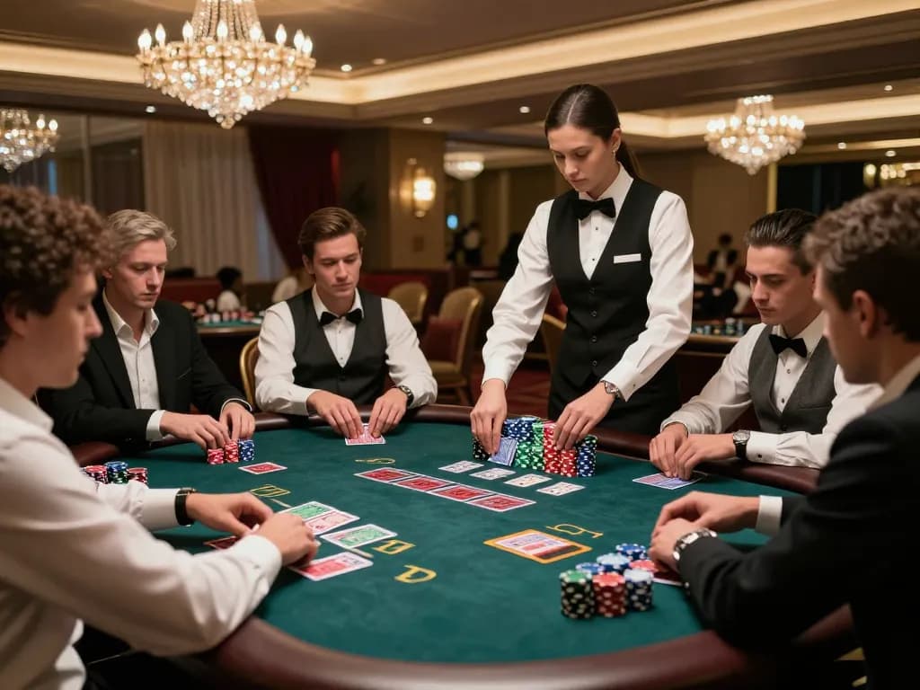 Players strategizing their bets at a glamorous blackjack table while showcasing g28 gaming excitement