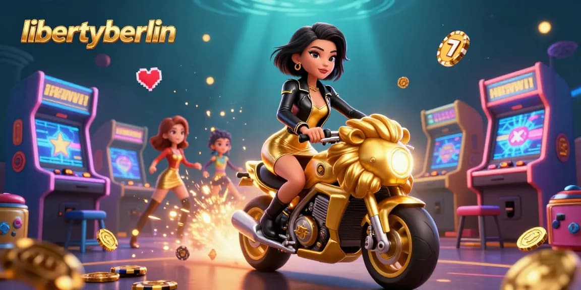 Spin and win with libertyberlin at vibrant online slots, featuring golden lion mascot.