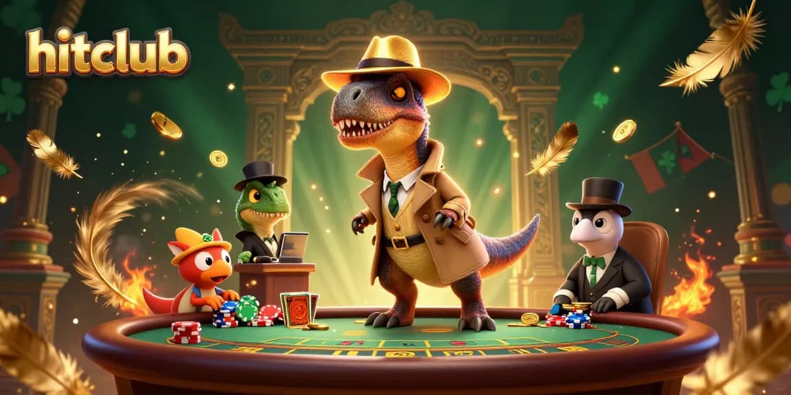 Experience hitclub's dynamic blackjack scene featuring a velociraptor card counter and playful elements.