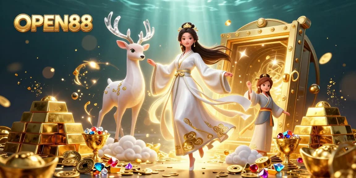 OPEN88 offers stunning 3D visuals showcasing engaging casino gaming experiences with vibrant treasure.