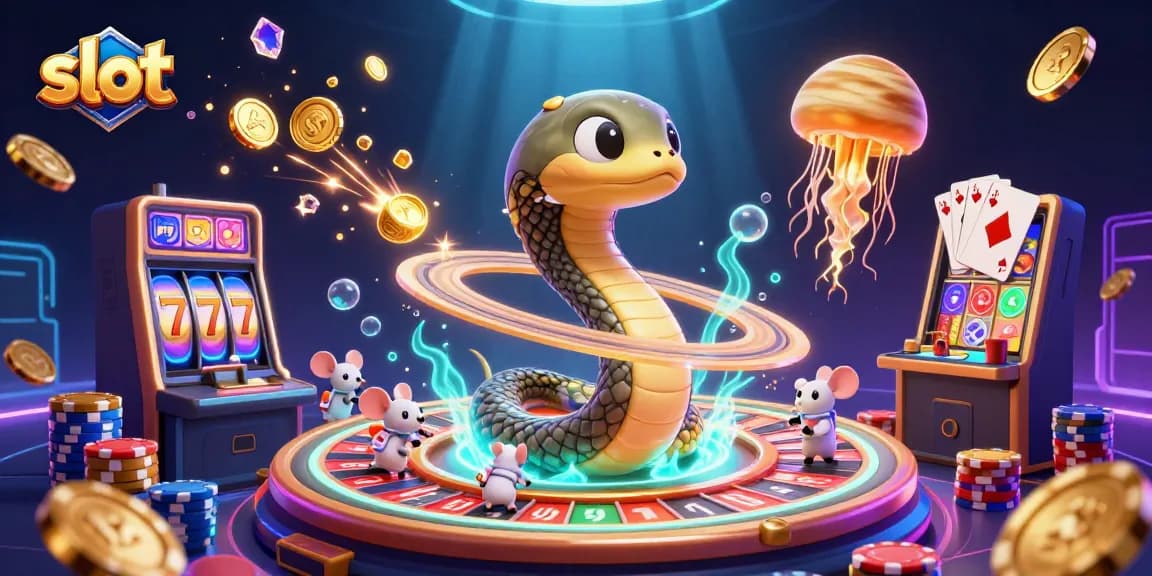 Memainkan slot dengan simbol 7 keberuntungan di slot mesin modern dalam ilustrasi kasino 3D.