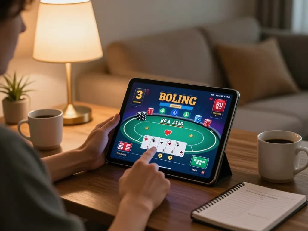 Experience mm88 link for online poker strategies in a cozy home setting with warm lighting.