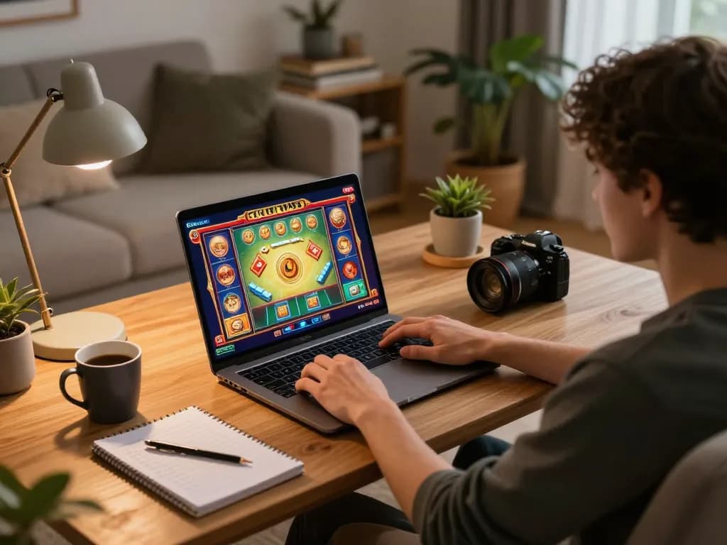 Player enjoying Mahjong Ways on Tempo123 from a cozy home setup, illustrating online gaming experience.