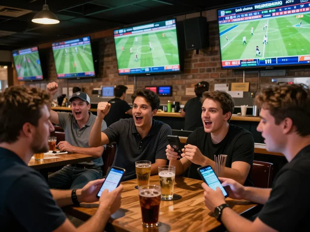 Patrons engage in keonhacai sports betting, placing bets closely while watching live games.