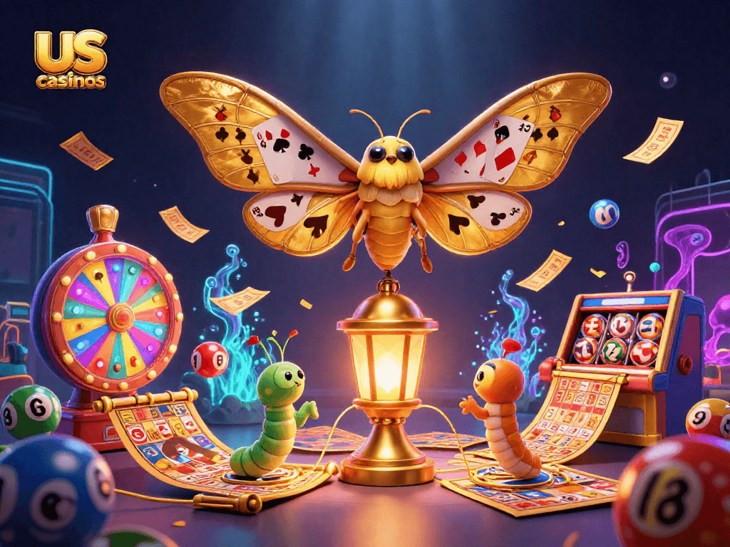 Engage with leading us online casinos showcasing vibrant lottery elements and colorful designs.
