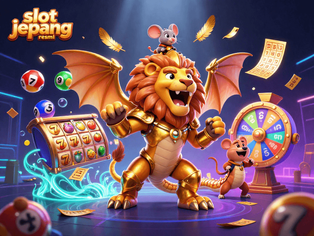 Experience the thrill of slot jepang resmi with 3D characters and vibrant casino elements.