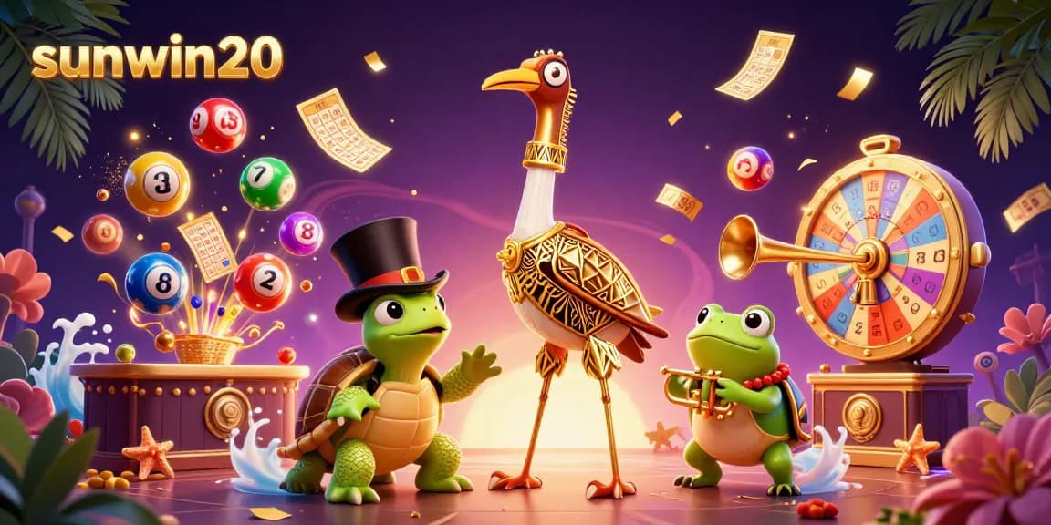 Experience the thrill with sunwin20 as colorful lottery balls and casino characters bring excitement to gambling.