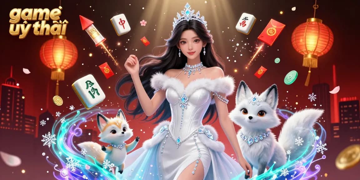 Engage in game bài uy tín with stunning visuals featuring characters and gambling elements in a rich scene.