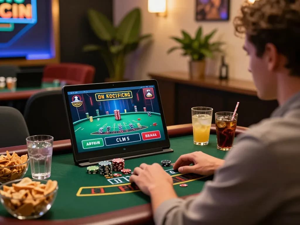 Engaged player enjoying live dealer blackjack at nhà cái xx88, showcasing an exciting online gambling experience.