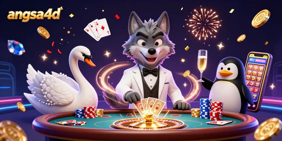 Experience the thrill of angsa4d with elegant characters and vibrant casino elements in this stunning illustration.