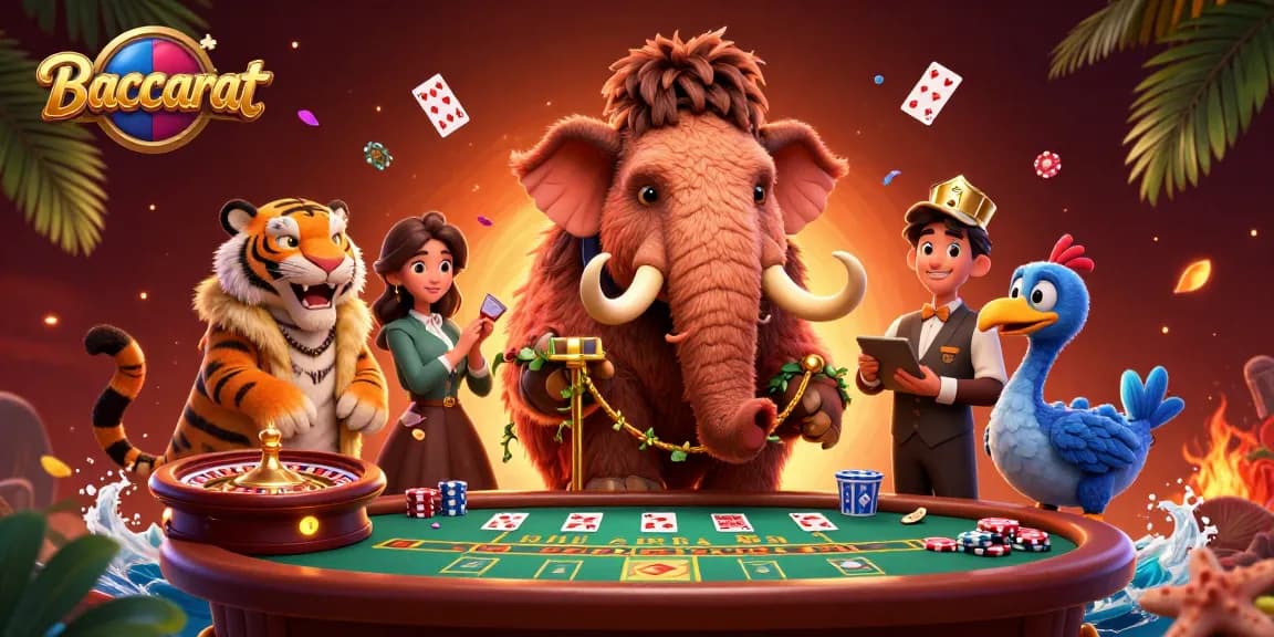 Baccarat scene featuring a mammoth bouncer and tiger VIP. Enjoy thrilling casino action.