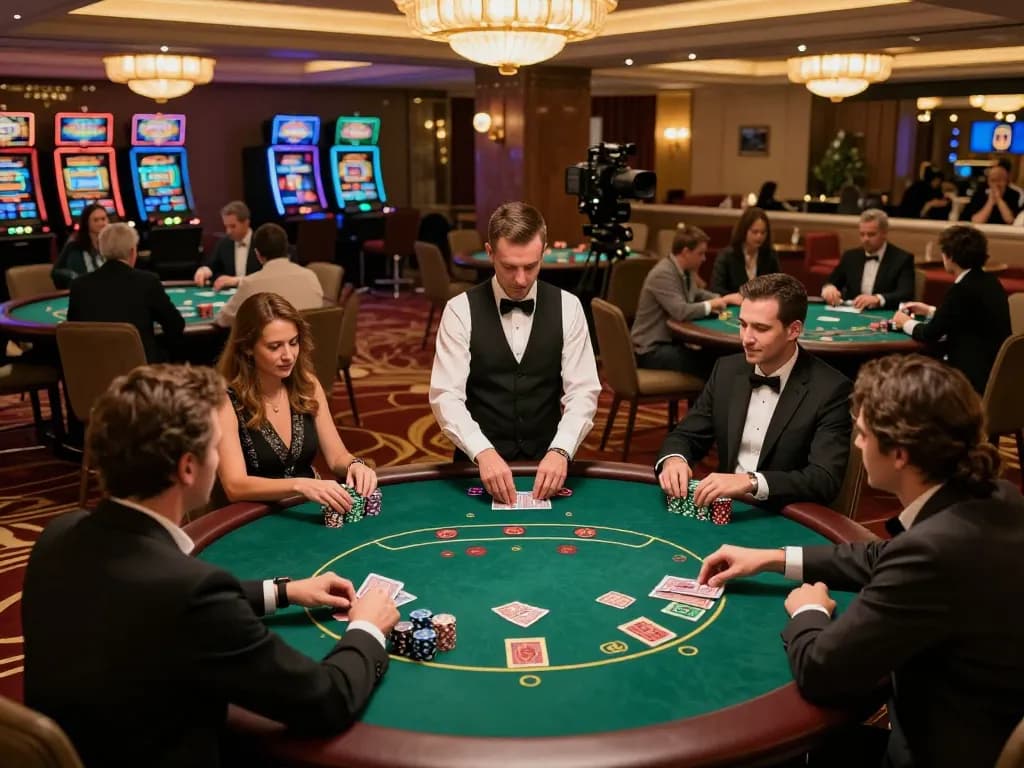 Players enjoying an immersive poker game at KP88 casino, showcasing intense gameplay and exclusive atmosphere.